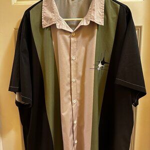 Adult 3XL Button Down Shirt Green/Black/Tan MCM Sinatra Style
